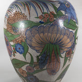 c.1940 Large Tonala Birds of Paradise and Floral Pottery Vase
