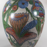 c.1940 Large Tonala Birds of Paradise and Floral Pottery Vase