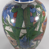 c.1940 Large Tonala Birds of Paradise and Floral Pottery Vase