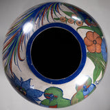 c.1940 Large Tonala Birds of Paradise and Floral Pottery Vase