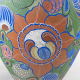 c.1940 Large Tonala Floral Pottery Floor Vase