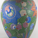 c.1940 Large Tonala Floral Pottery Floor Vase