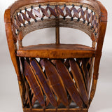 Mexican Equipale Barrel Wood and Leather Armchair