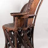 Mexican Equipale Barrel Wood and Leather Armchair
