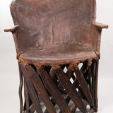 Mexican Equipale Barrel Wood and Leather Armchair