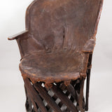 Mexican Equipale Barrel Wood and Leather Armchair