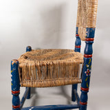 c.1940s Guadalajara Chair with Rush Seat and Back Floral Design