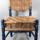 c.1940s Guadalajara Chair with Rush Seat and Back Floral Design
