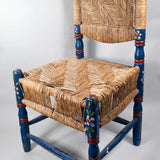 c.1940s Guadalajara Chair with Rush Seat and Back Floral Design