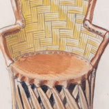 Mexican Old Chihuahua Chair with original Miguel Covarrubias Artwork, 9.75"H x 7"W