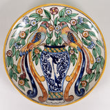 Casa Guevara - C.1930s Mexican Talavera Plate with Pair of Resplendent Quetzal Birds