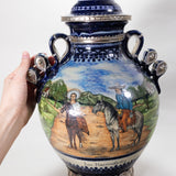 Jesús Guerrero Santos - "Los Hacendados" Tonala, Jalisco Mexican Ceramic Urn with Lid, Dated 1995