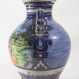 Jesús Guerrero Santos - "Los Hacendados" Tonala, Jalisco Mexican Ceramic Urn with Lid, Dated 1995