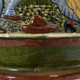 A Major C.1930 Tlaquepaque Mexican Green Pottery Pitcher Dance/Music Motif