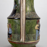 A Major C.1930 Tlaquepaque Mexican Green Pottery Pitcher Dance/Music Motif