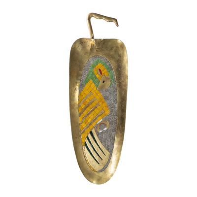 Salvador Teran - Mid 20th C. Mexican Brass and Glass Mosaic Parrot Tray