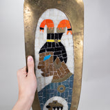 Salvador Teran - Mid 20th C. Mexican Brass and Glass Mosaic Mayan Portrait Tray