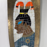 Salvador Teran - Mid 20th C. Mexican Brass and Glass Mosaic Mayan Portrait Tray