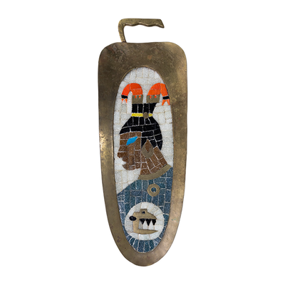 Salvador Teran - Mid 20th C. Mexican Brass and Glass Mosaic Mayan Portrait Tray