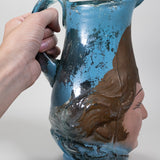 Hand Blown Mexican Pulque Figural Painted Pitcher, C.1930s