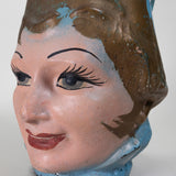 Hand Blown Mexican Pulque Figural Painted Pitcher, C.1930s