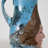 Hand Blown Mexican Pulque Figural Painted Pitcher, C.1930s