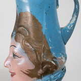 Hand Blown Mexican Pulque Figural Painted Pitcher, C.1930s