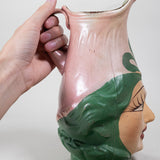 Hand Blown Mexican Pulque Figural Painted Pitcher, C.1930s