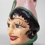 Hand Blown Mexican Pulque Figural Painted Pitcher, C.1930s
