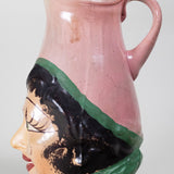 Hand Blown Mexican Pulque Figural Painted Pitcher, C.1930s