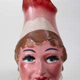 Hand Blown Mexican Pulque Figural Painted Mae West Pitcher, C.1930s