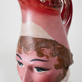 Hand Blown Mexican Pulque Figural Painted Mae West Pitcher, C.1930s