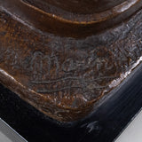 Francisco Arturo Marin (1907-1979) - Seated Woman on Equipale Chair Bronze Statue on Marble Base, C.1960