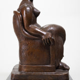 Francisco Arturo Marin (1907-1979) - Seated Woman on Equipale Chair Bronze Statue on Marble Base, C.1960