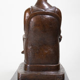 Francisco Arturo Marin (1907-1979) - Seated Woman on Equipale Chair Bronze Statue on Marble Base, C.1960