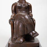 Francisco Arturo Marin (1907-1979) - Seated Woman on Equipale Chair Bronze Statue on Marble Base, C.1960
