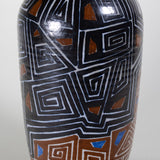 Luis Manuel Morales (b.1962) - Signed Vintage Michoacan Mexico Geometric Pottery Vase, Dated 1991