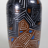 Luis Manuel Morales (b.1962) - Signed Vintage Michoacan Mexico Geometric Pottery Vase, Dated 1991