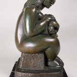 Francisco Arturo Marin (1907-1979) - Mother and Child Bronze Statue on Marble Base