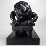 Francisco Arturo Marin (1907-1979) - "The Meal Grinder" Bronze Statue on Marble Base