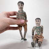 Rare Pair of Antique Mexican Wood Toy Figures, C.19/20th Century