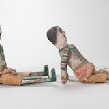 Rare Pair of Antique Mexican Wood Toy Figures, C.19/20th Century
