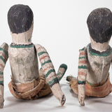 Rare Pair of Antique Mexican Wood Toy Figures, C.19/20th Century