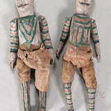 Rare Pair of Antique Mexican Wood Toy Figures, C.19/20th Century