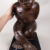 Francisco Arturo Marin (1907-1979) - Sitting Woman Bronze Statue on Marble Base