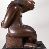 Francisco Arturo Marin (1907-1979) - Sitting Woman Bronze Statue on Marble Base