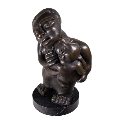 Francisco Arturo Marin (1907-1979) - Mother and Child Bronze Statue on Marble Base