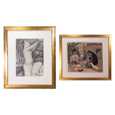 Lucretia van Horn (1882-1970) - Antique Pair of Graphite and Ink on Paper Artworks, Diego Rivera Influence