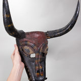 Vintage Mexican Wood Pastorela Devil Bull Dance Mask, Guanajuato, C.1930-40s