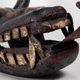 Vintage Mexican Wood Pastorela Devil Bull Dance Mask, Guanajuato, C.1930-40s